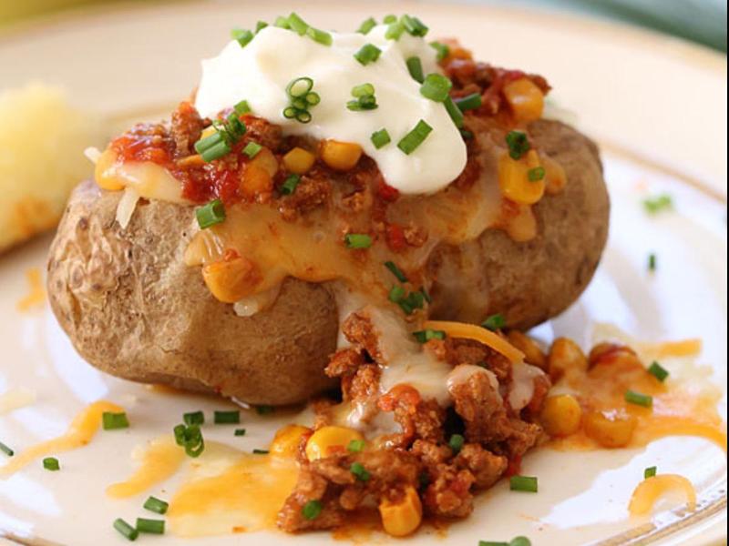 Loaded Turkey Chili Baked Potato