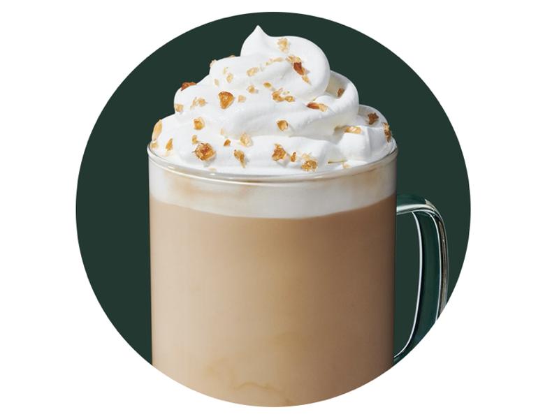 Caramel Brulee Latte with Soy Milk and Whip, Grande