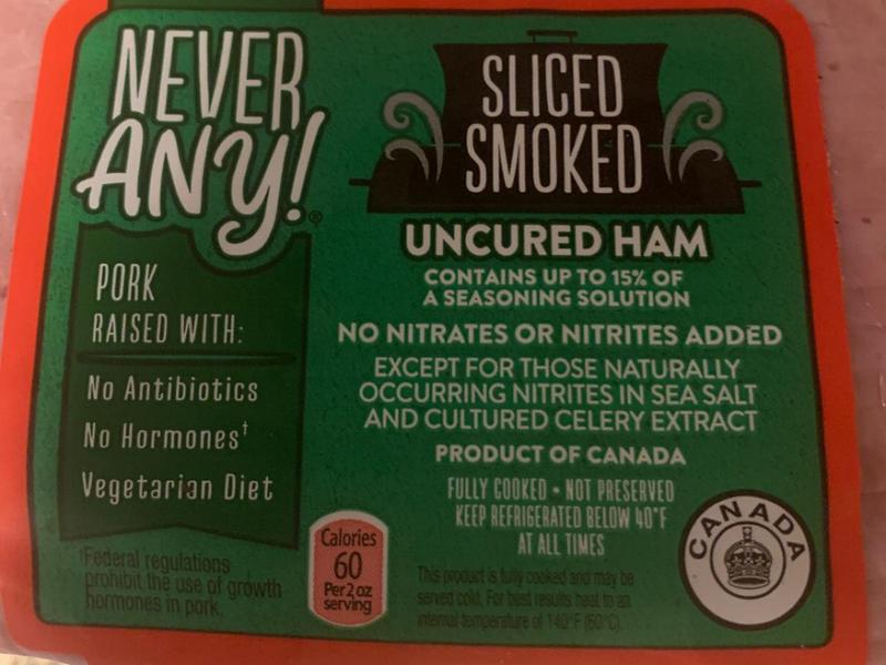 Uncured Ham, Sliced Smoked