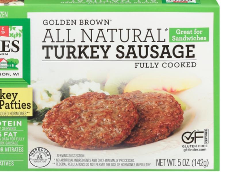 Golden Brown All Natural Turkey Sausage Patties, Fully Cooked