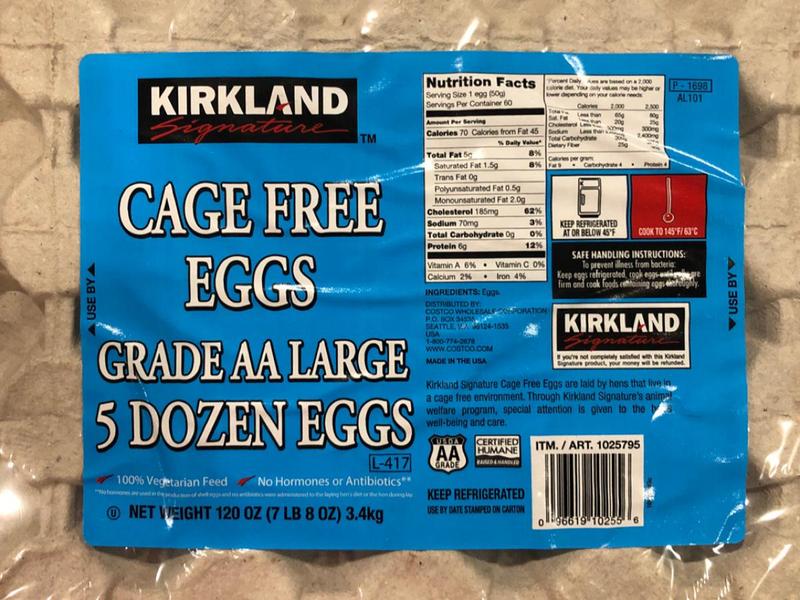 Cage Free, Grade AA Large Eggs