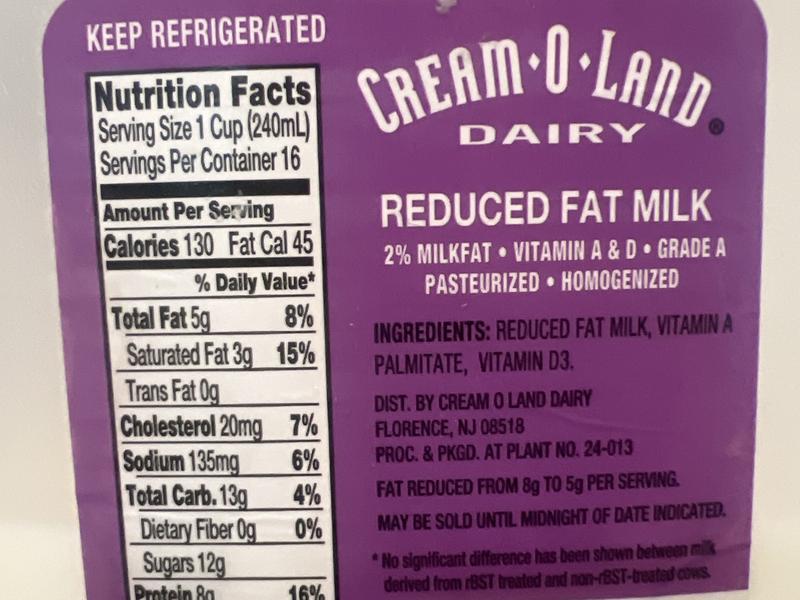 2% Reduced Fat Milk