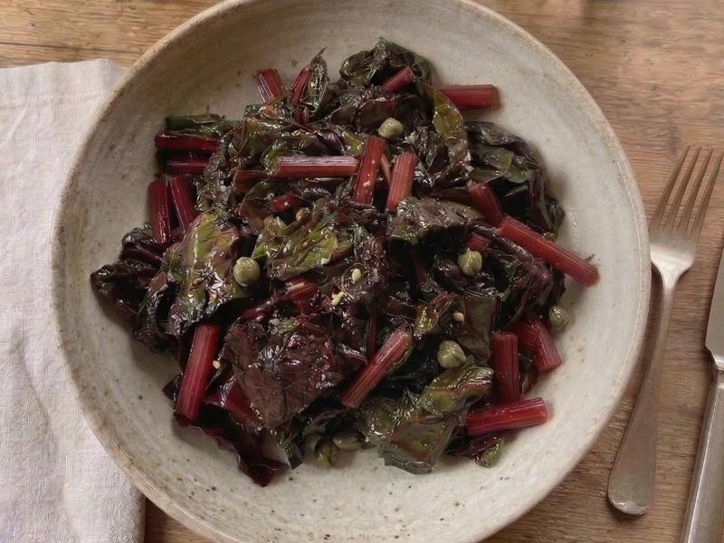 Wilted Swiss Chard With Warm Piccata Vinaigrette