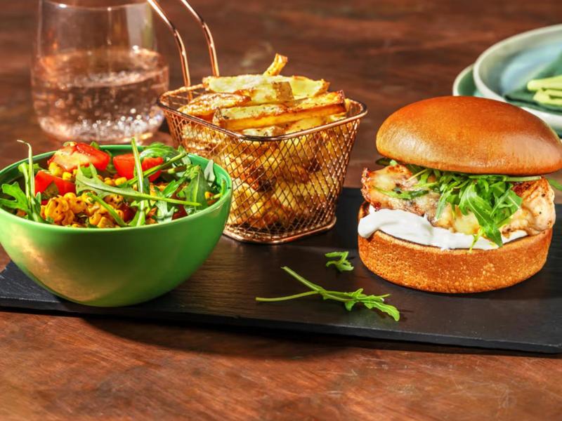 Spicy No Chicken Burger With Chips
