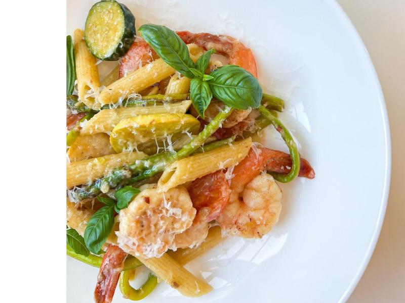 Summer Pasta Primavera with Shrimp