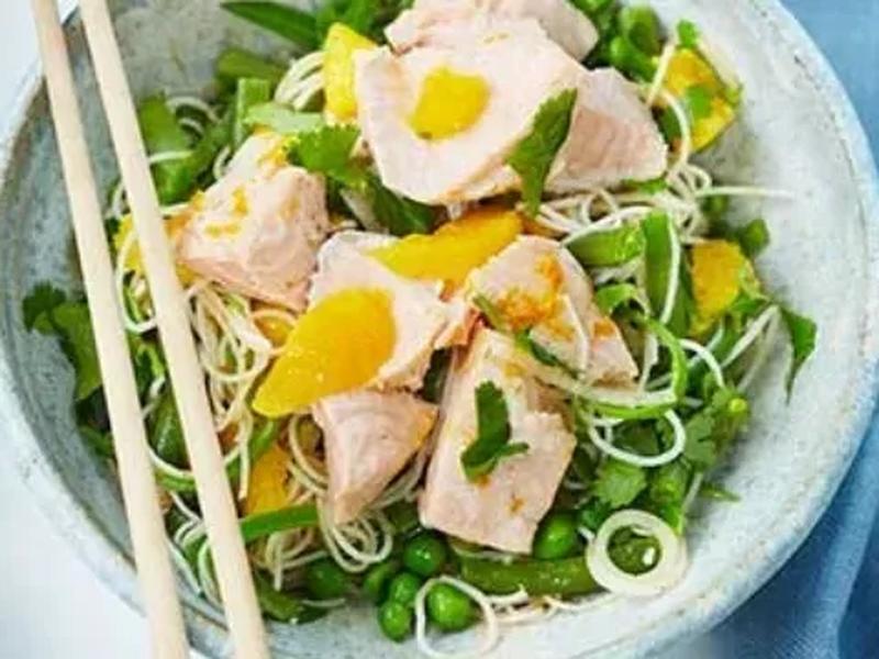 Fresh salmon with Thai noodle salad