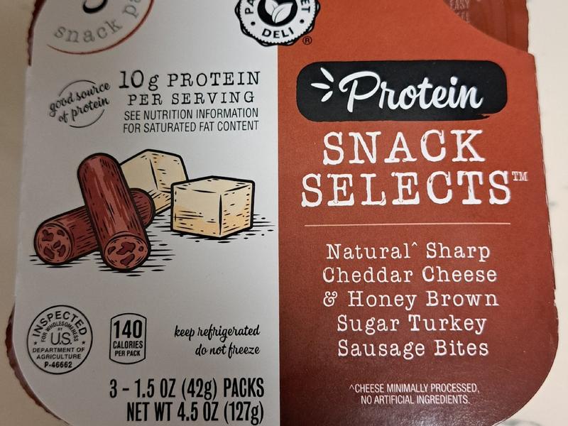 Protein Snack Selects Sharp Cheddar Cheese & Honey Brown Sugar Turkey Sausage Bites