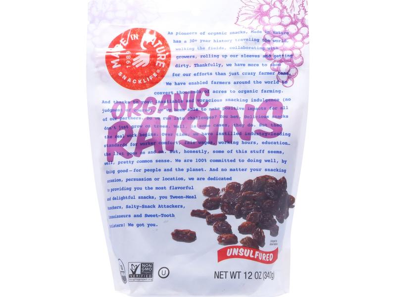 Raisins, Organic, Unsulfured