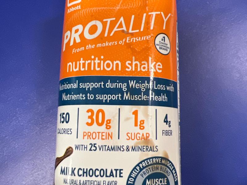 Milk Chocolate Protality Nutrition Shake