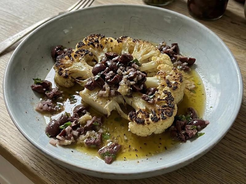 Roasted Cauliflower with Kalamata Vinaigrette