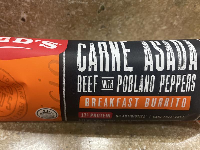 Carne Asada with Poblano Peppers Breakfast Burrito