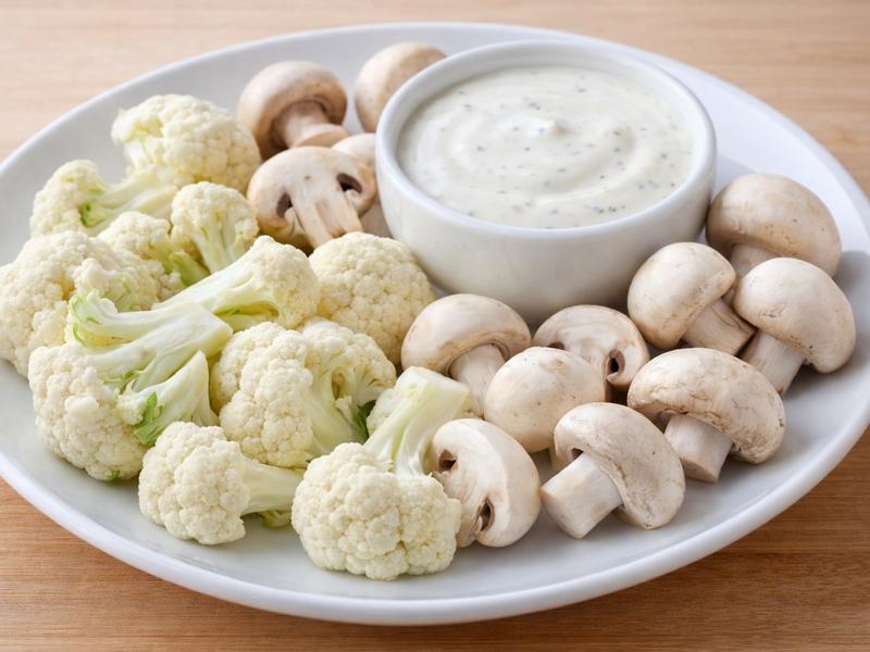 Cauliflower and Mushrooms with Ranch Snack