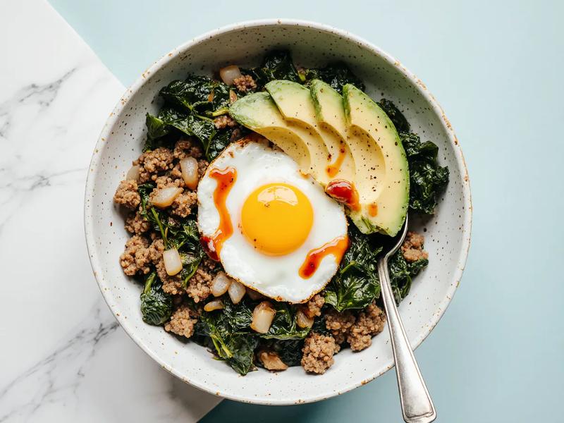 Greens and Turkey Breakfast Bowl