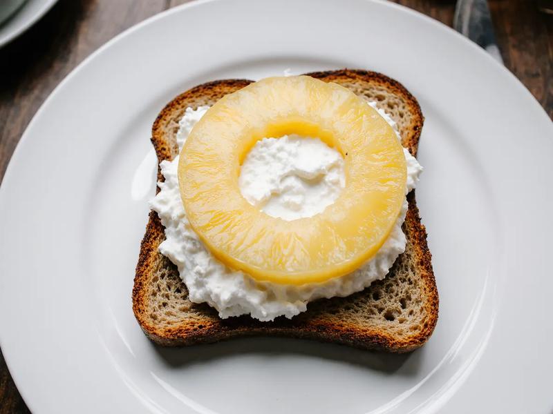 Toast with Pineapple, Cottage Cheese & Cashews
