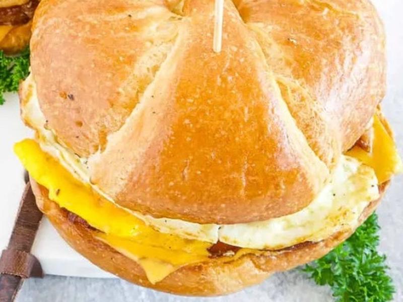 Croissant with egg and cheese