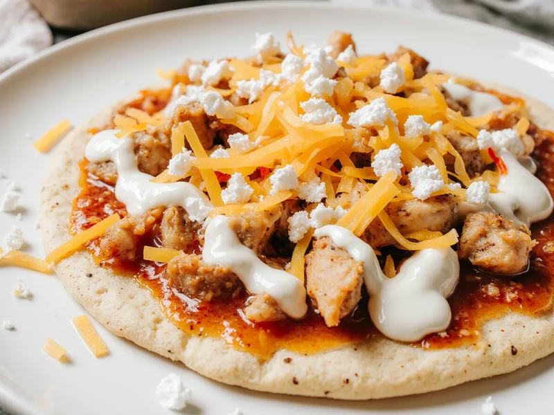 Light Buffalo Ranch Chicken Tortilla Pizza