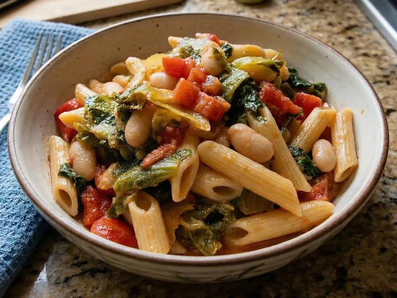 Penne Pasta with Cannellini Beans and Escarole