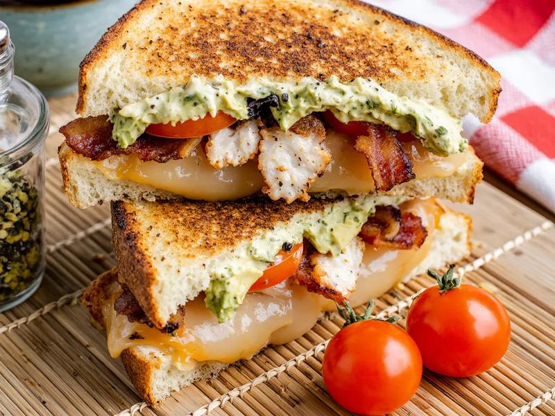 Bacon, Avocado, and Chicken Sandwich on Keto Cloud Bread
