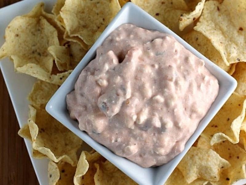 Tortilla Chips with Sour Cream Salsa