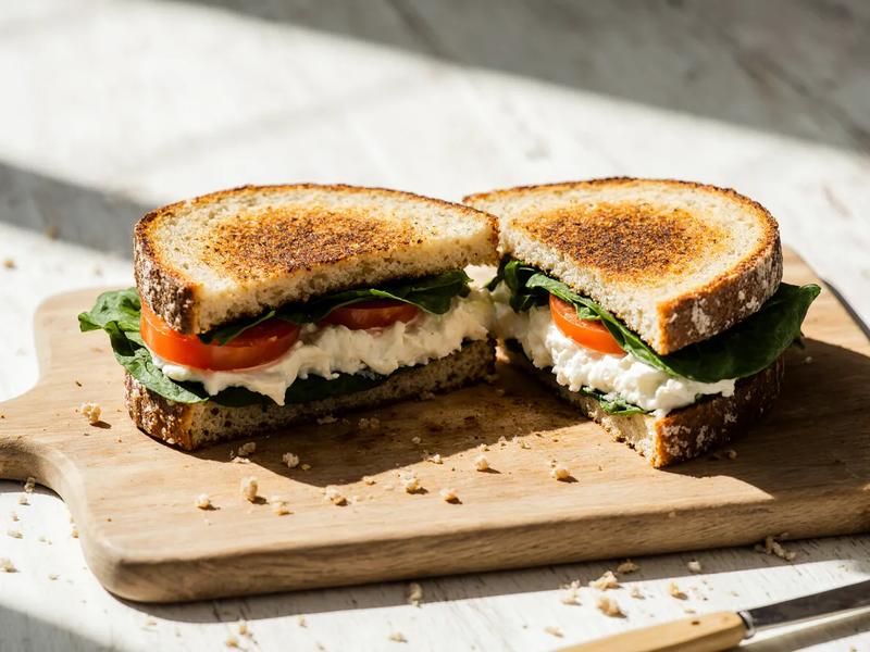 Cottage Cheese and Spinach Sandwich