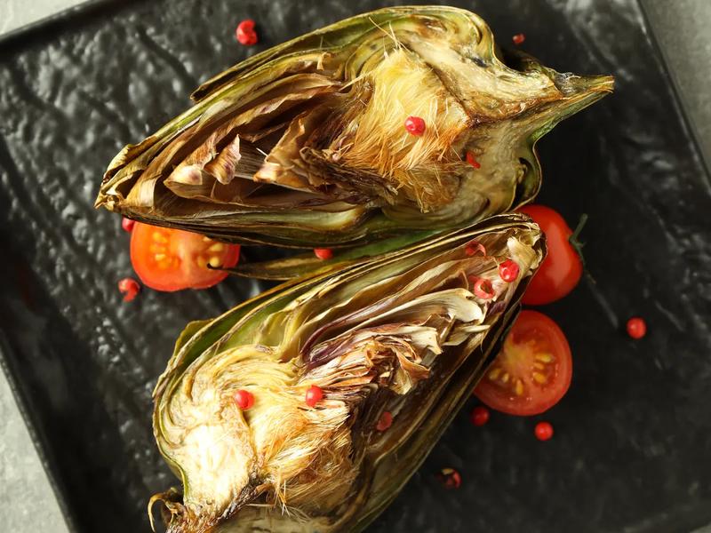 Grilled Artichoke and Cherry Tomato Salad