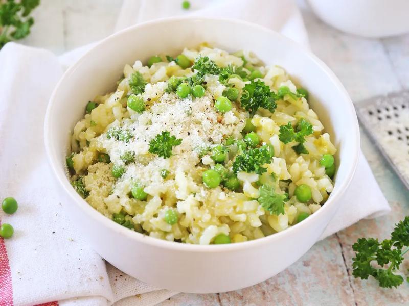 Parmesan Artichoke and Pea Rice