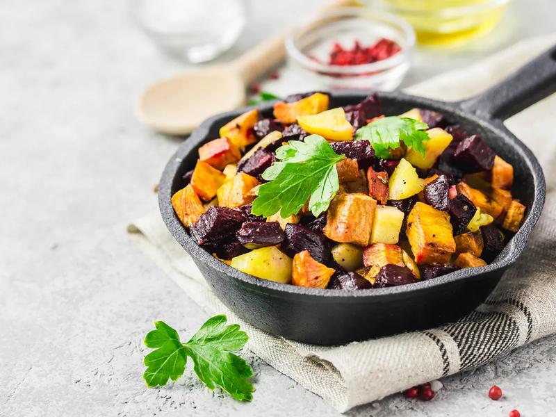 Cinnamon Roasted Sweet Potatoes and Beets