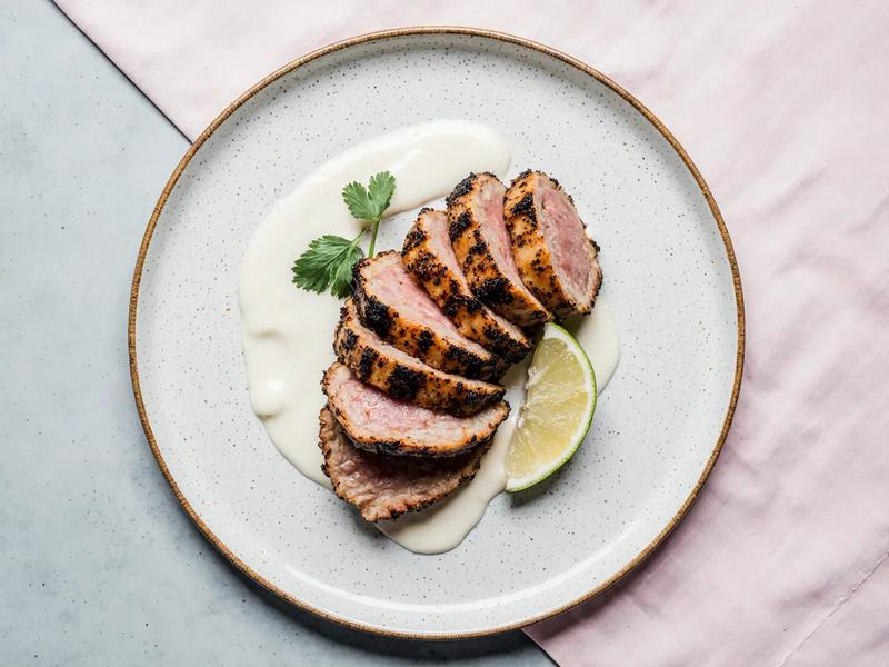 Pork Tenderloin with Lime Yogurt Sauce