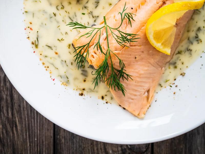 Lemon Dill Cod with Yogurt Sauce