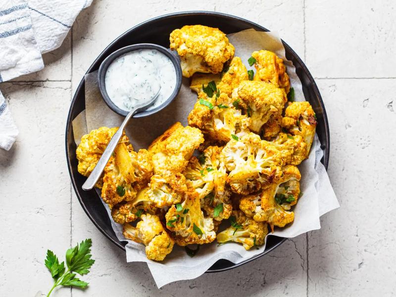 Curried Cauliflower with Yogurt Sauce
