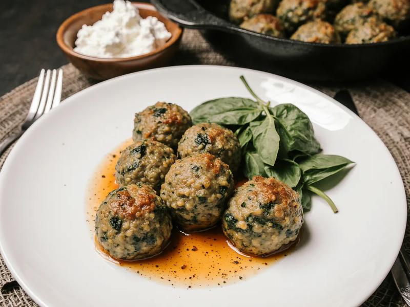 Spinach and Ricotta Stuffed Meatballs
