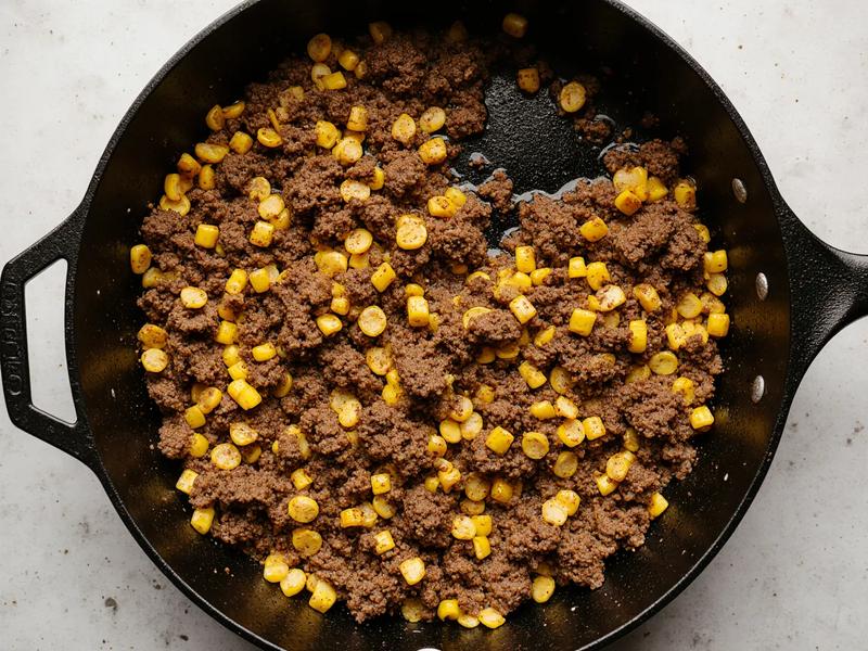 Taco-Seasoned Beef and Corn Skillet