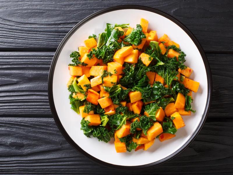 Roasted Sweet Potato and Kale Salad