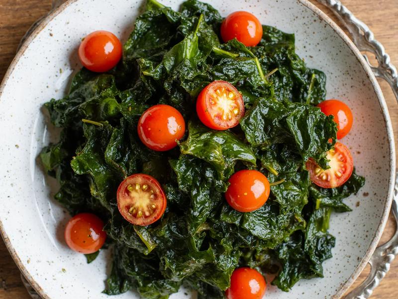 Sautéed Kale and Cherry Tomatoes