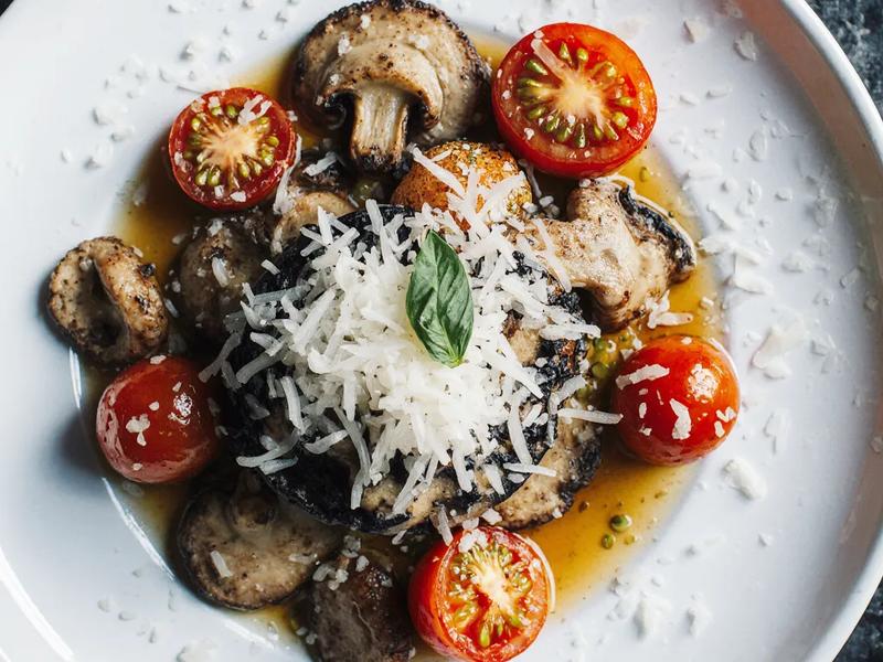 Sautéed Mushrooms and Cherry Tomatoes with Parmesan