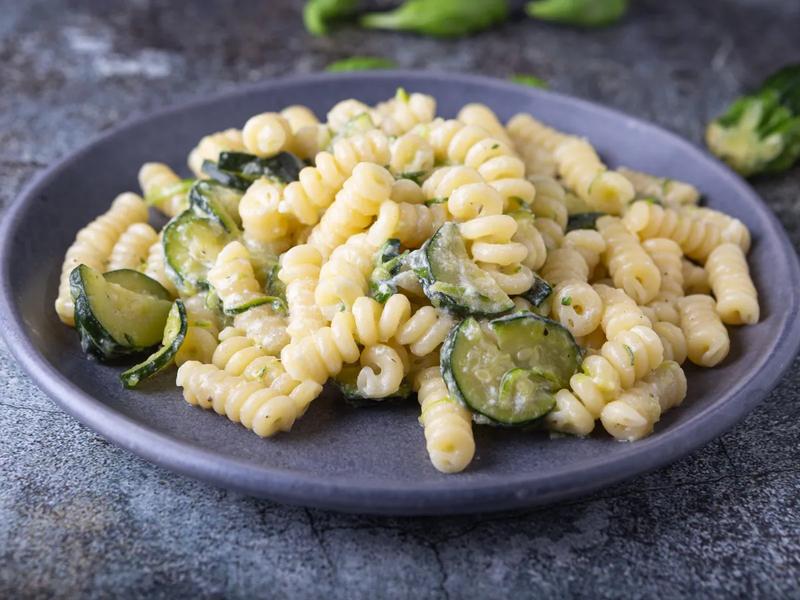 Whole Wheat Pasta with Zucchini and Goat Cheese