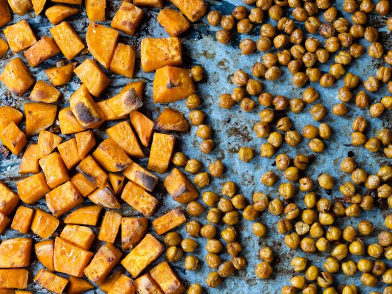 Roasted Sweet Potatoes and Chickpeas