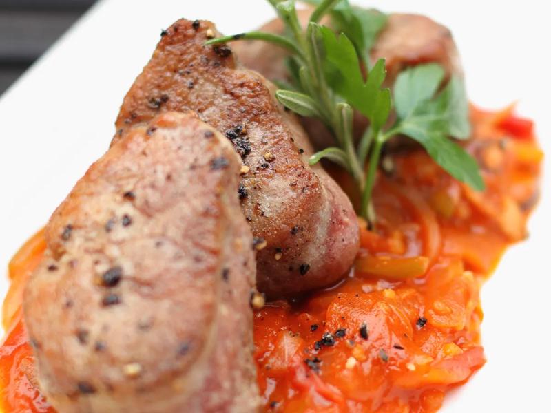 Pan-Seared Pork Tenderloin with Cherry Tomato Basil Sauce