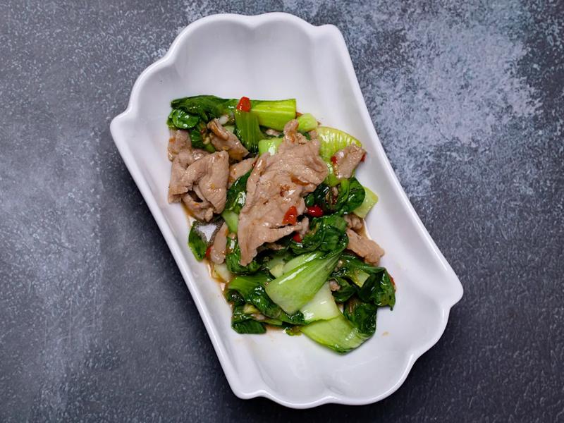 Stir-Fried Pork Tenderloin with Bok Choy