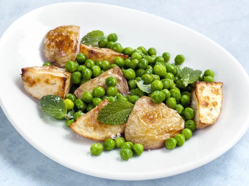 Sautéed Potatoes with Peas and Mint
