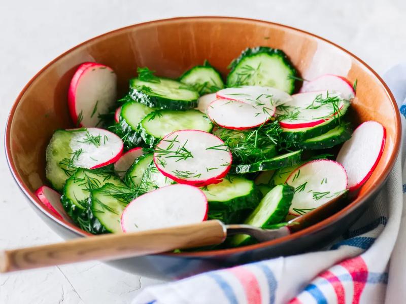 Cucumber and Radish Salad with Lemon Dill Dressing