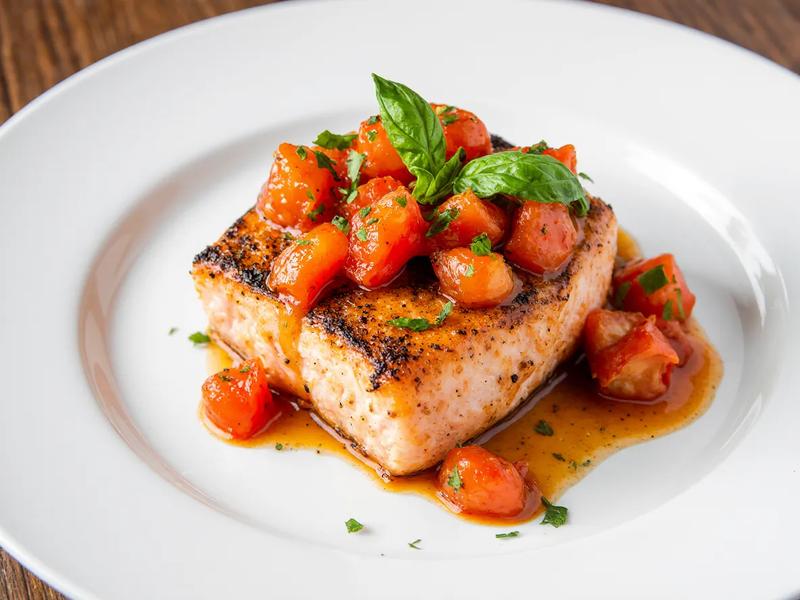 Pan-Seared Salmon with Tomatoes & Basil