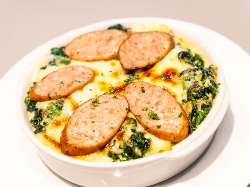 Baked Mozzarella Sausage and Spinach
