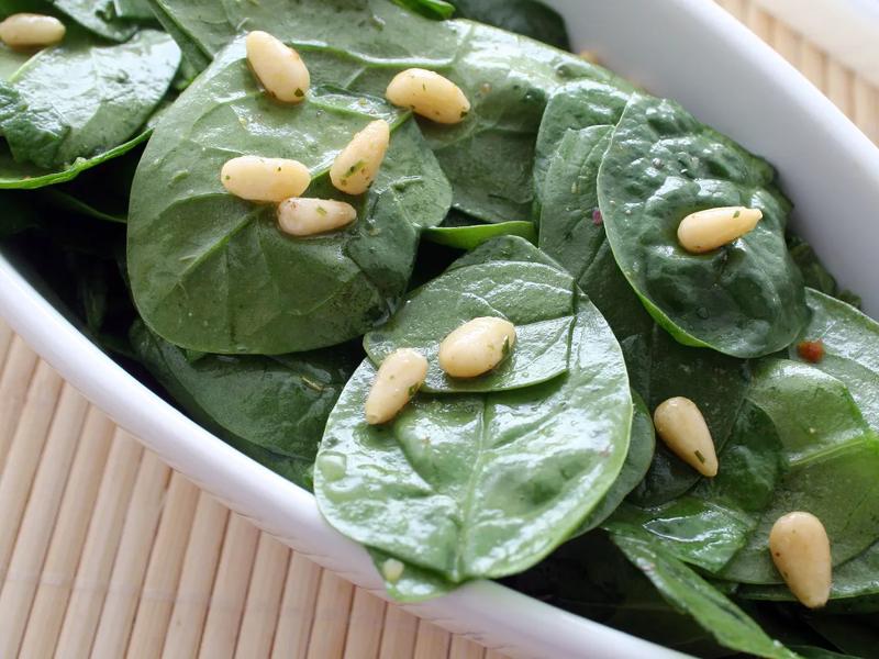 Spinach and Pine Nut Salad with Balsamic Vinaigrette