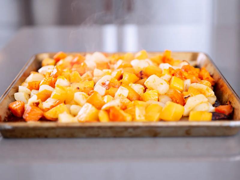 Roasted Sweet Potato and Turnip Medley