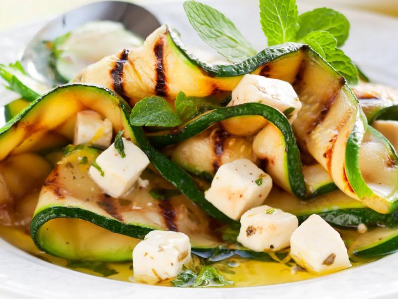 Grilled Zucchini with Feta and Mint