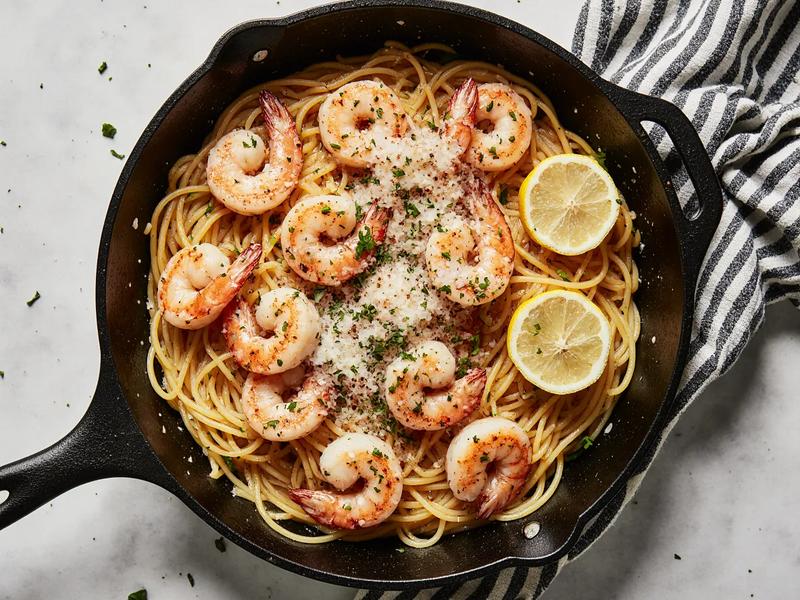 Lemon Shrimp and Spaghetti