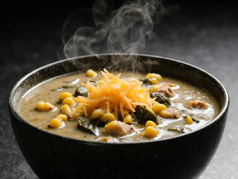 Spicy Poblano and Corn Soup