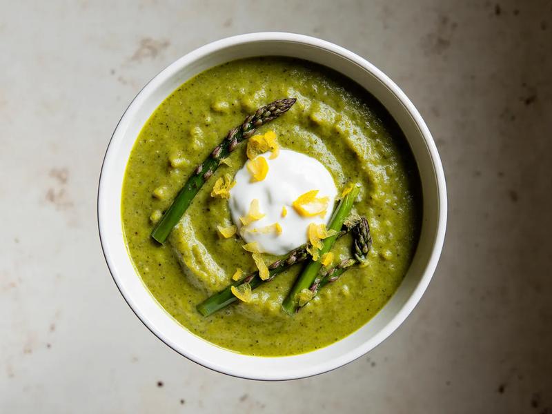 Asparagus Soup with Lemon Creme Fraiche