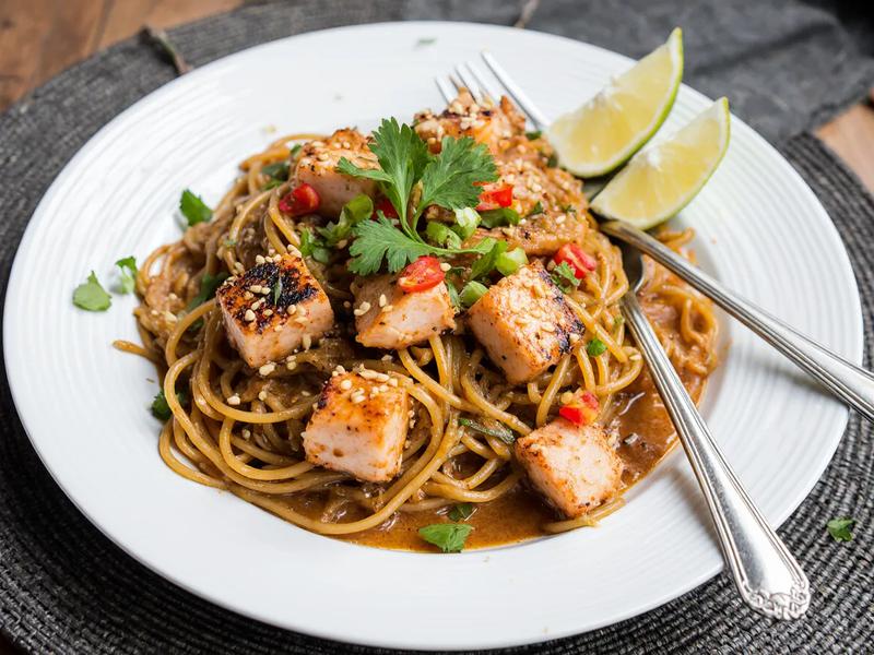 Peanut, Sesame and Salmon Ginger Noodles